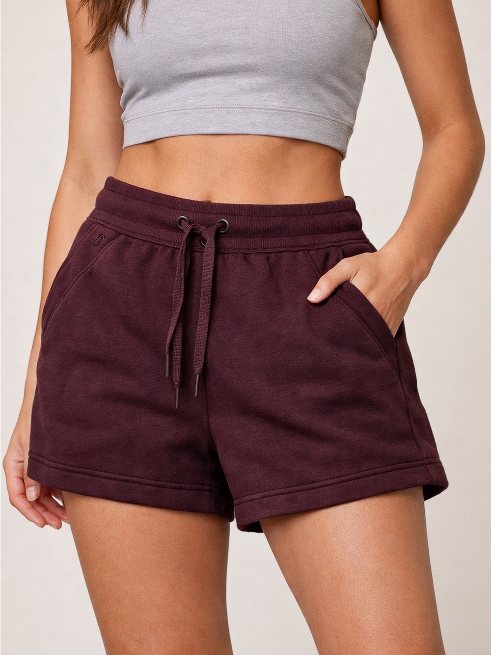 LULULEMON DARK MAROON SHORTS, SIZE 6